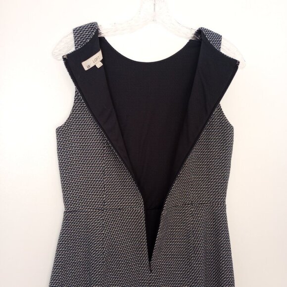 Loft Blue Tweed Fringe Hem Career Dress - Picture 8 of 10